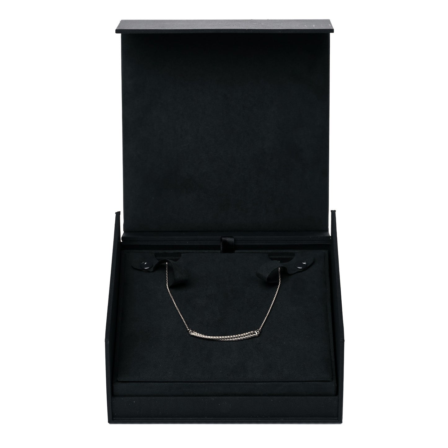Sterling Silver Diamond Crossover Bar Necklace