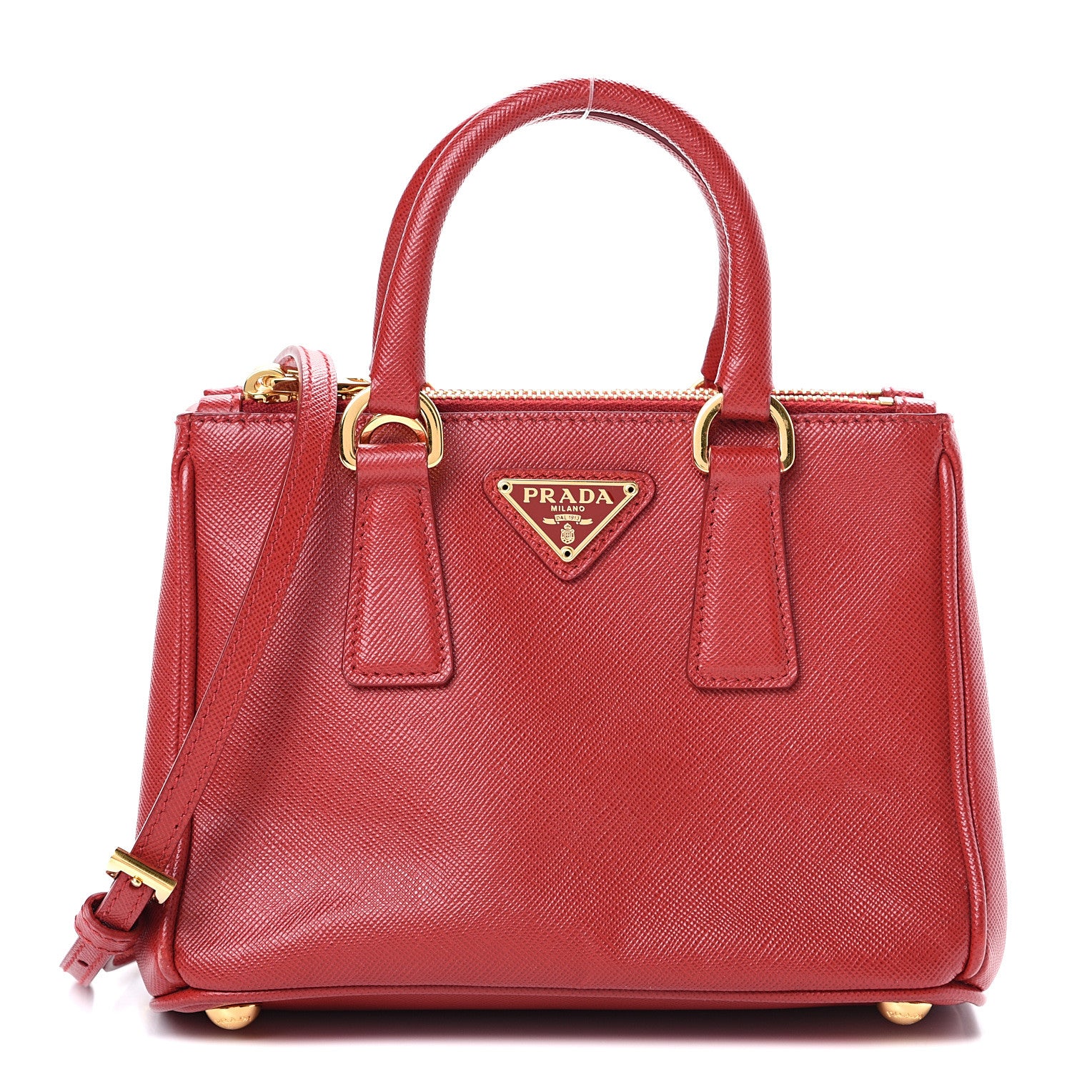 Prada Saffiano Micro Galleria Double Zip Tote Fuoco 1 of 12