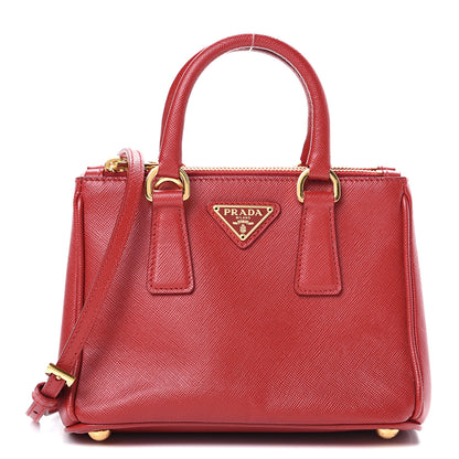 Prada Saffiano Micro Galleria Double Zip Tote Fuoco 1 of 12