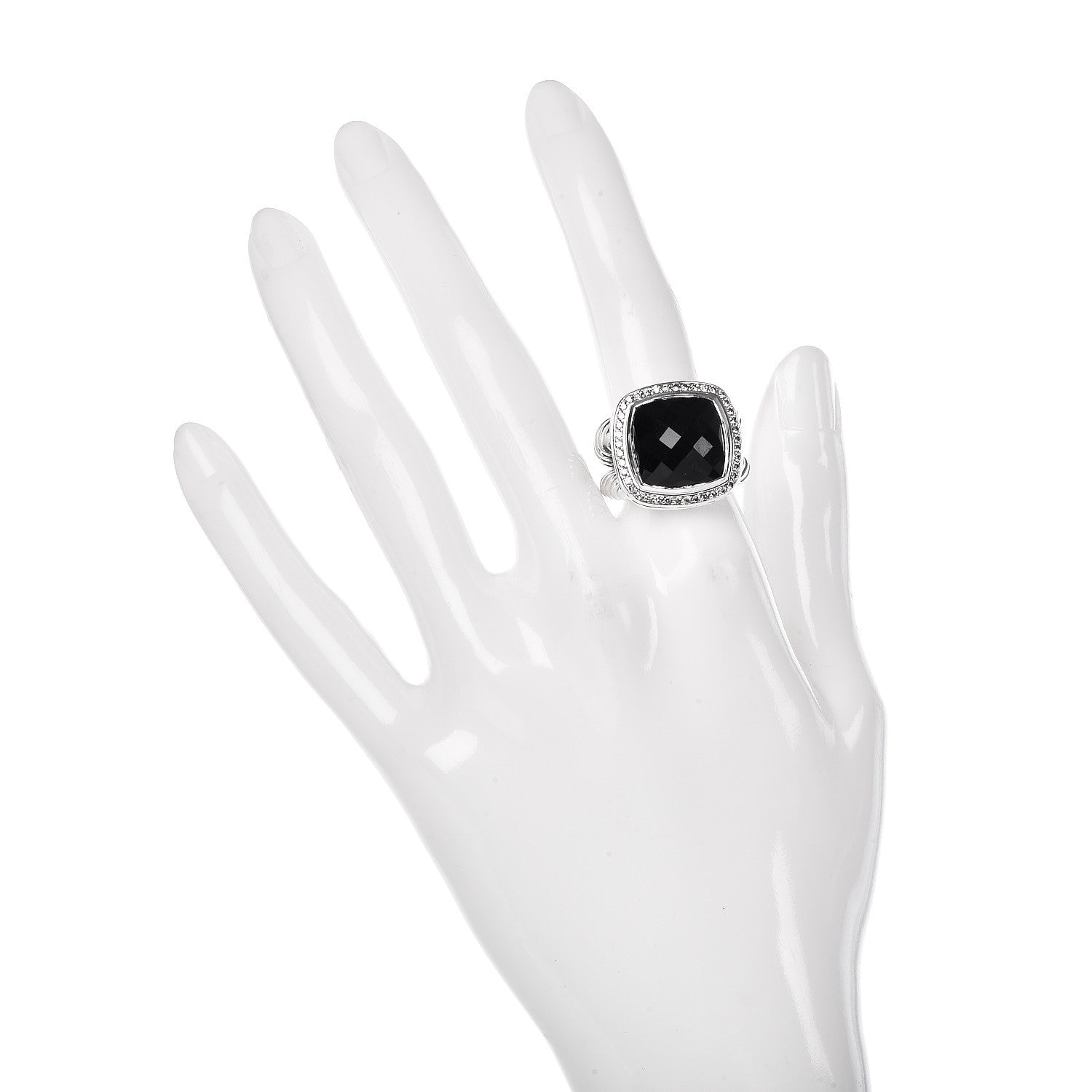 David Yurman Sterling Silver Diamond Black Onyx 14mm Albion Ring 54 7 2 of 5