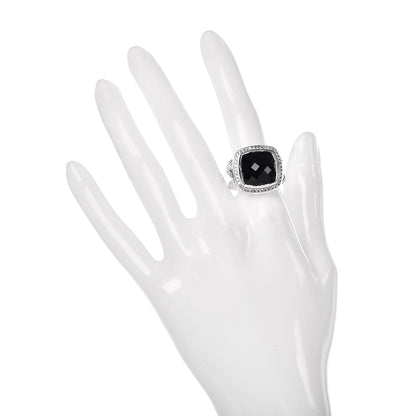 David Yurman Sterling Silver Diamond Black Onyx 14mm Albion Ring 54 7 2 of 5