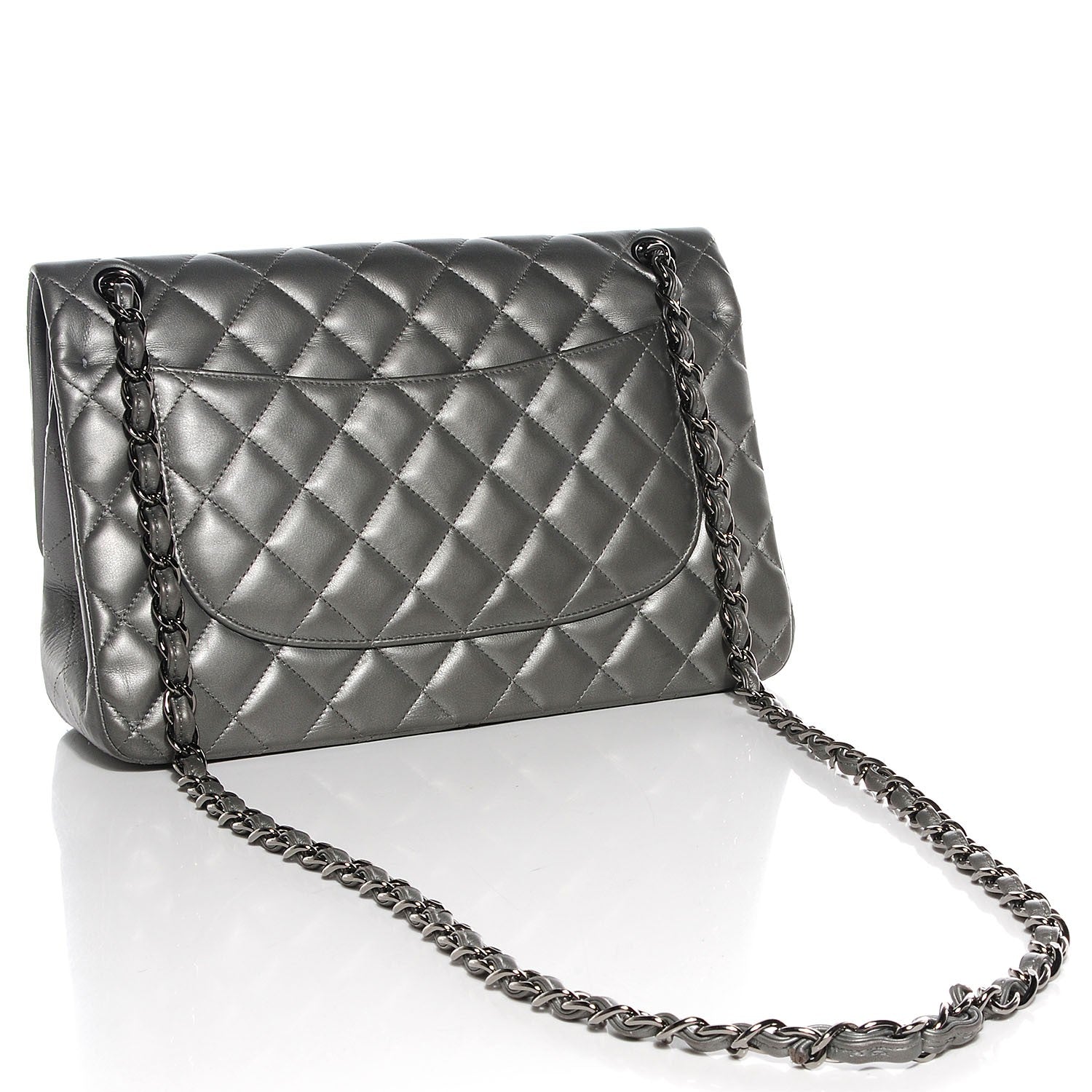Chanel Lambskin Quilted Jumbo Double Flap Silver 3 of 8