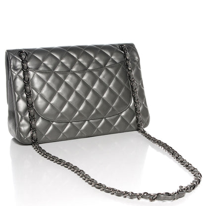 Chanel Lambskin Quilted Jumbo Double Flap Silver 3 of 8