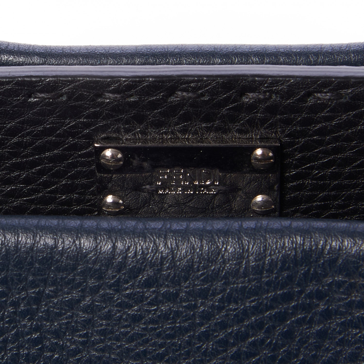 Fendi Cuoio Romano Selleria Bi-Color Large Mens Peekaboo Iconic Essential Satchel Lavagna Black 8 of 9
