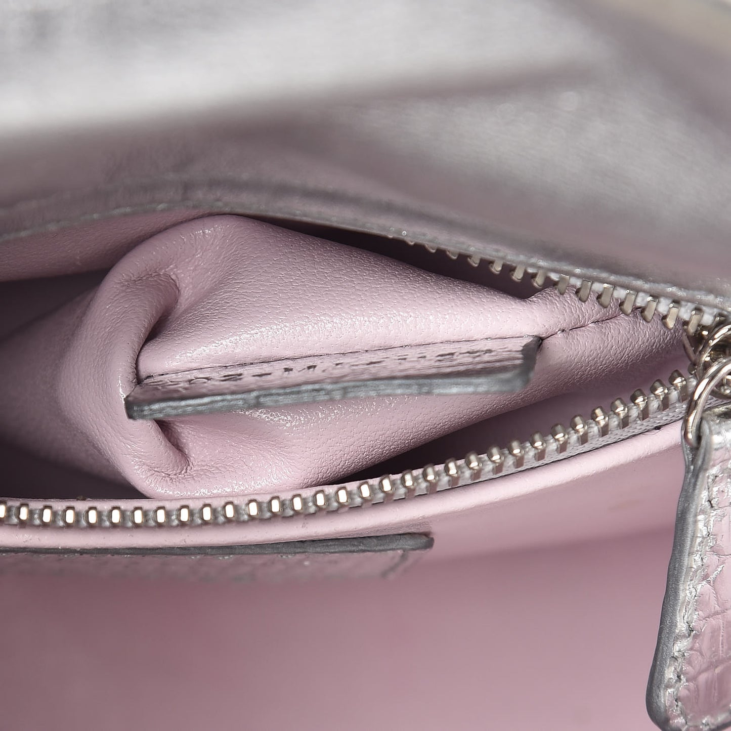 Metallic Lizard Mini Lady Dior Silver