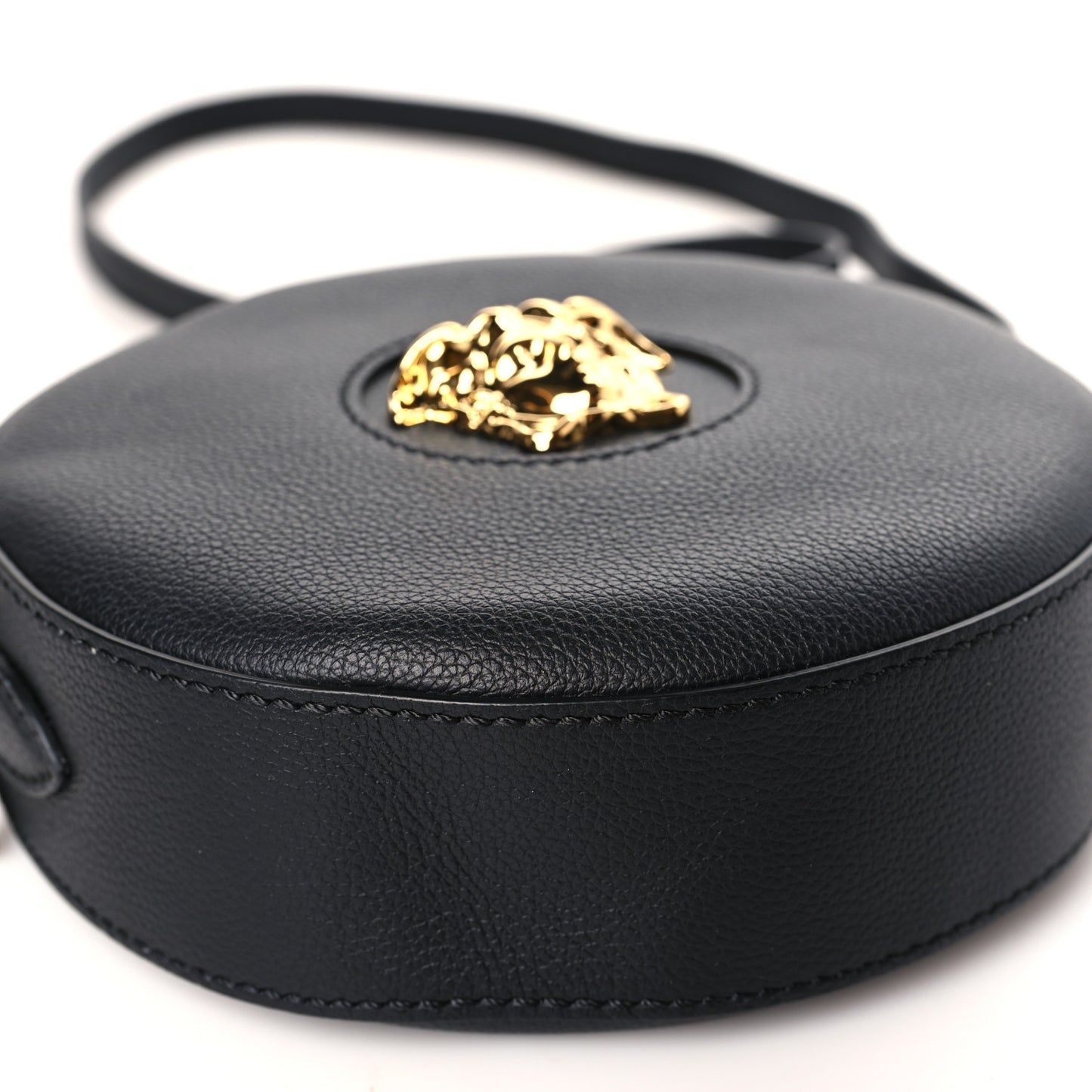Calfskin La Medusa Round Camera Bag Black