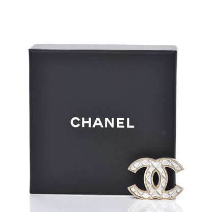 Chanel Metal Quilted CC Brooch Silver Gold 5 of 5
