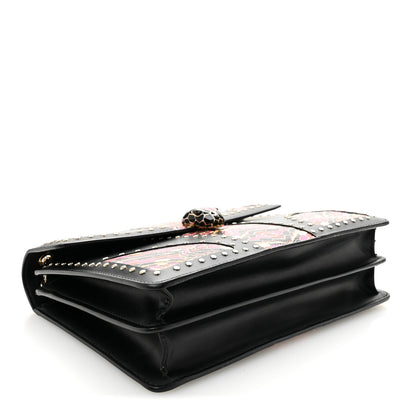 Bulgari Calfskin Karung Studded Serpenti Forever Shoulder Bag Black Pink Multicolor 5 of 11