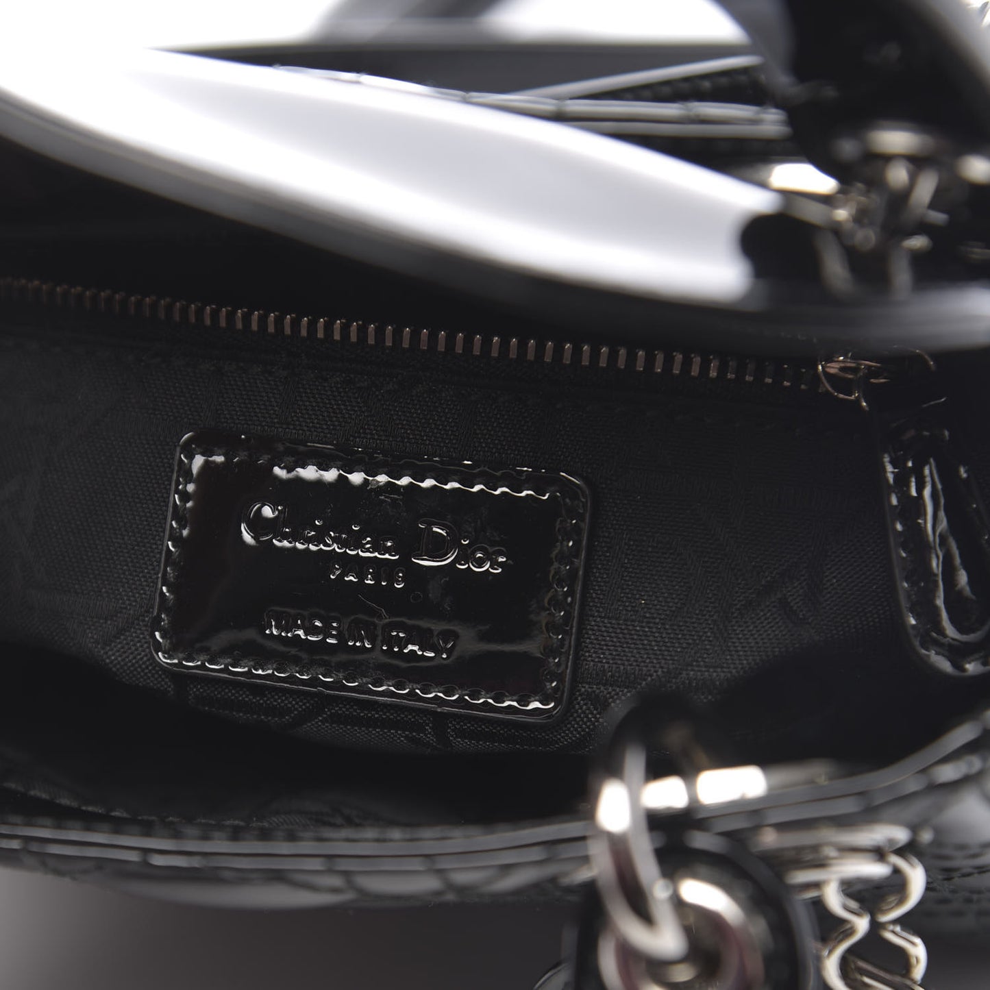 Patent Cannage Mini Lady Dior Black
