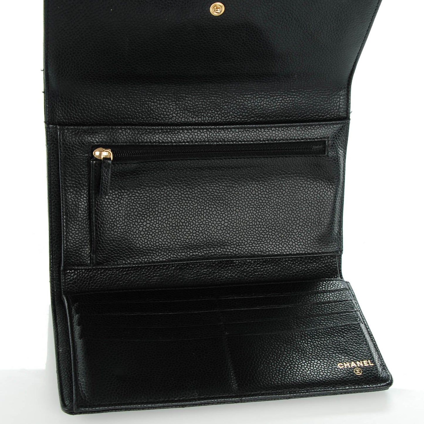 Caviar Quilted Large Flap Wallet Black