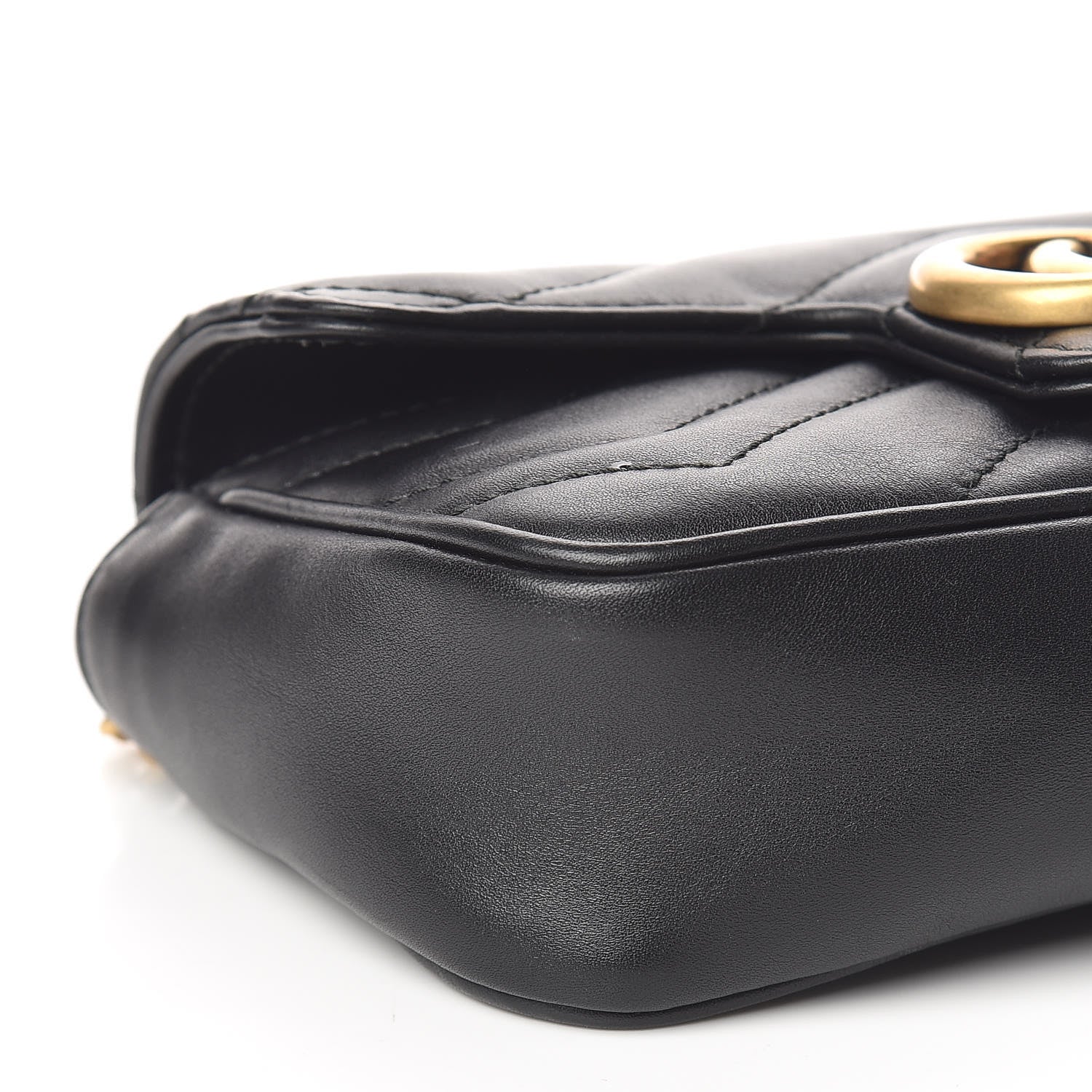 Gucci Calfskin Matelasse Super Mini GG Marmont Shoulder Bag Black 8 of 11