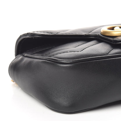 Gucci Calfskin Matelasse Super Mini GG Marmont Shoulder Bag Black 8 of 11