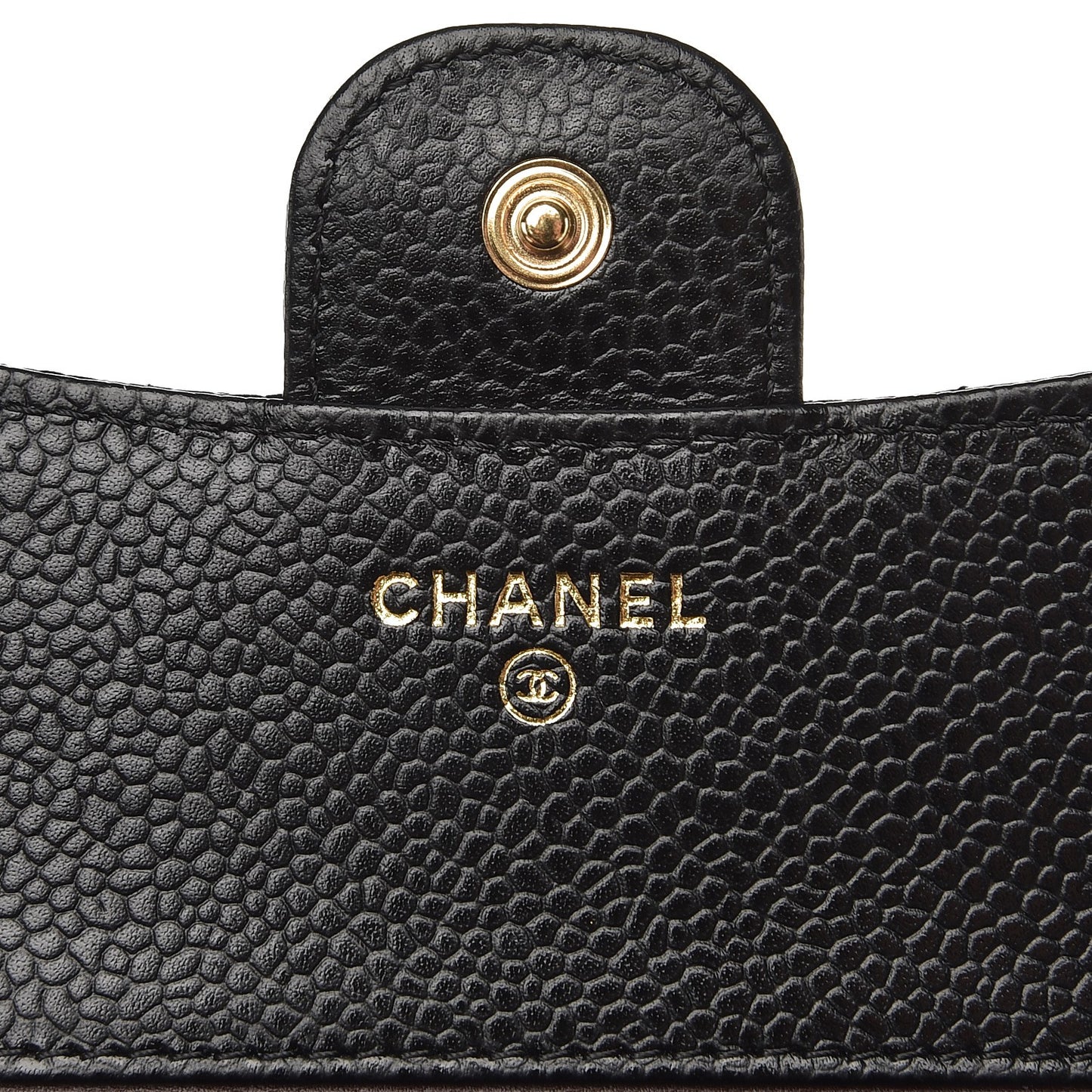 Caviar Quilted Compact Flap Wallet Black