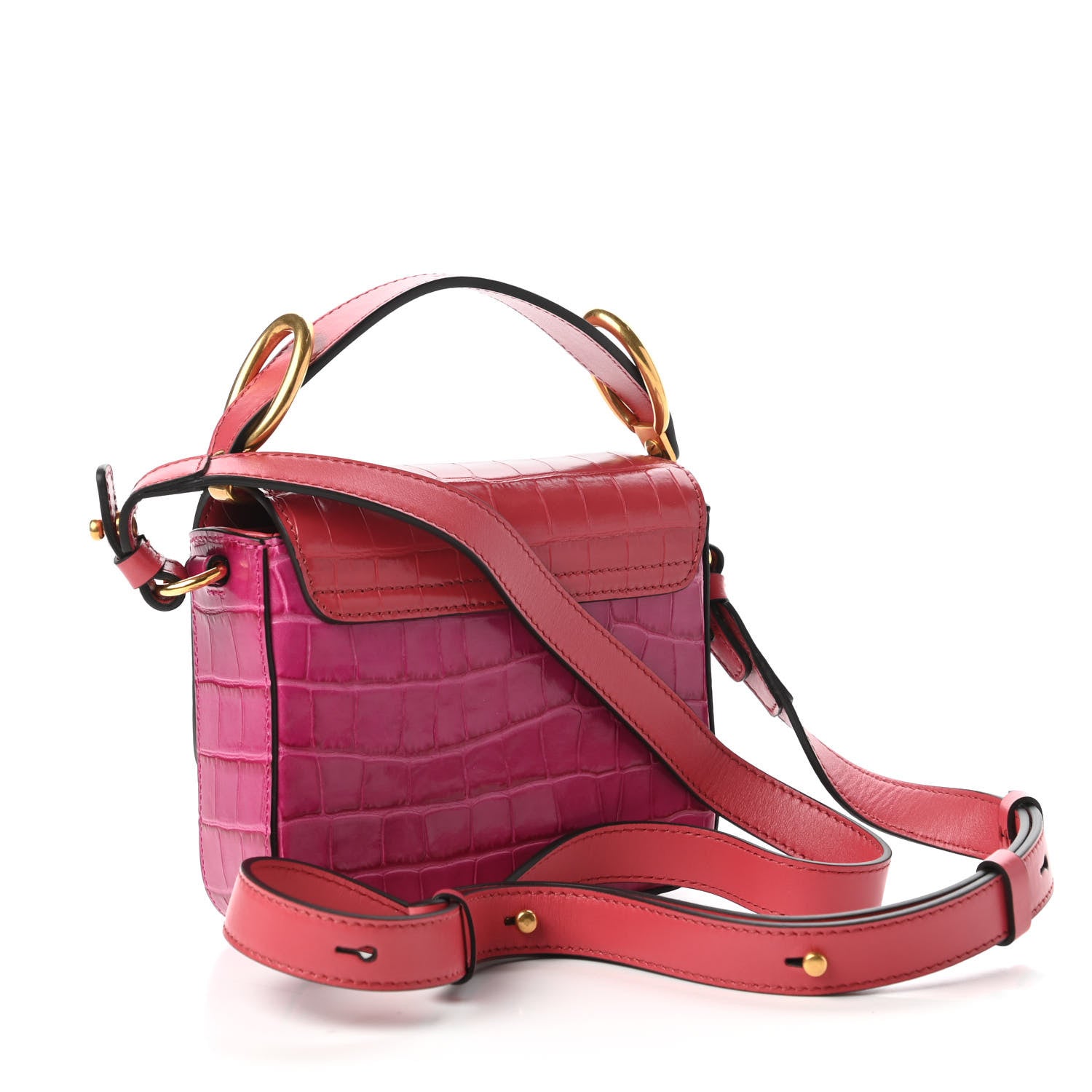 Chloe Calfskin Crocodile Embossed Mini C Double Carry Graphic Pink 3 of 10