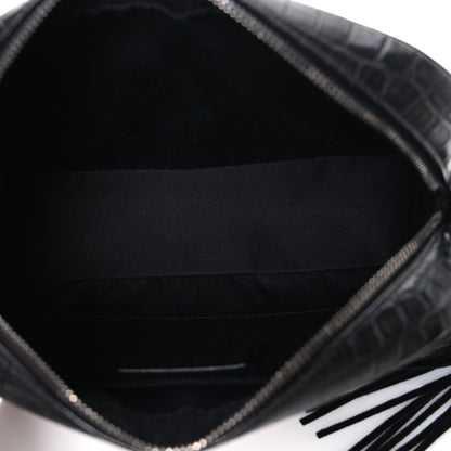 Saint Laurent Calfskin Crocodile Embossed Monogram Lou Camera Bag Black 5 of 10