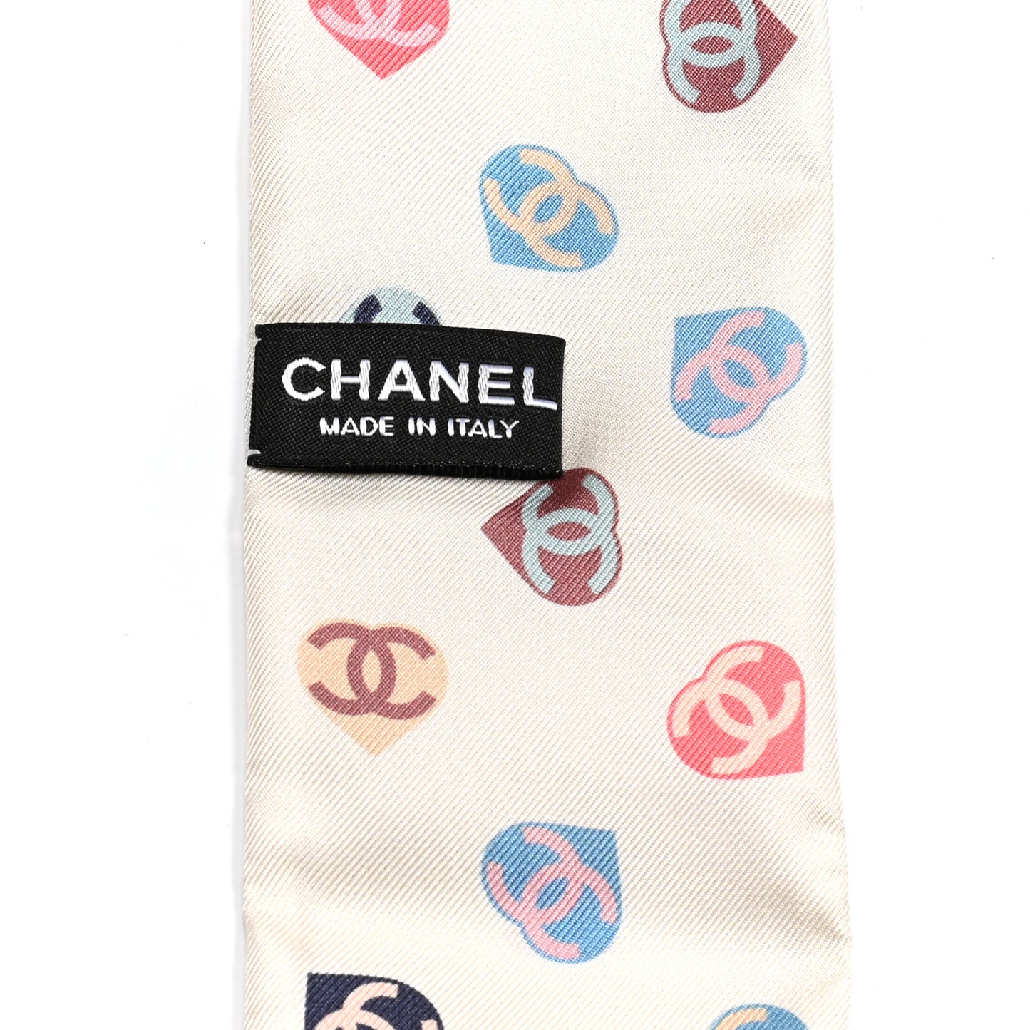 Silk Heart CC Slim Bandeau Scarf Ivory