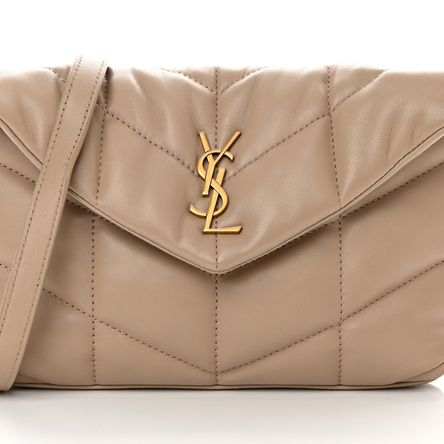 Lambskin Quilted Toy Loulou Puffer Monogram Chain Satchel Dark Beige