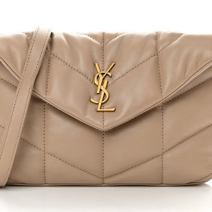 Saint Laurent Lambskin Quilted Toy Loulou Puffer Monogram Chain Satchel Dark Beige 8 of 11