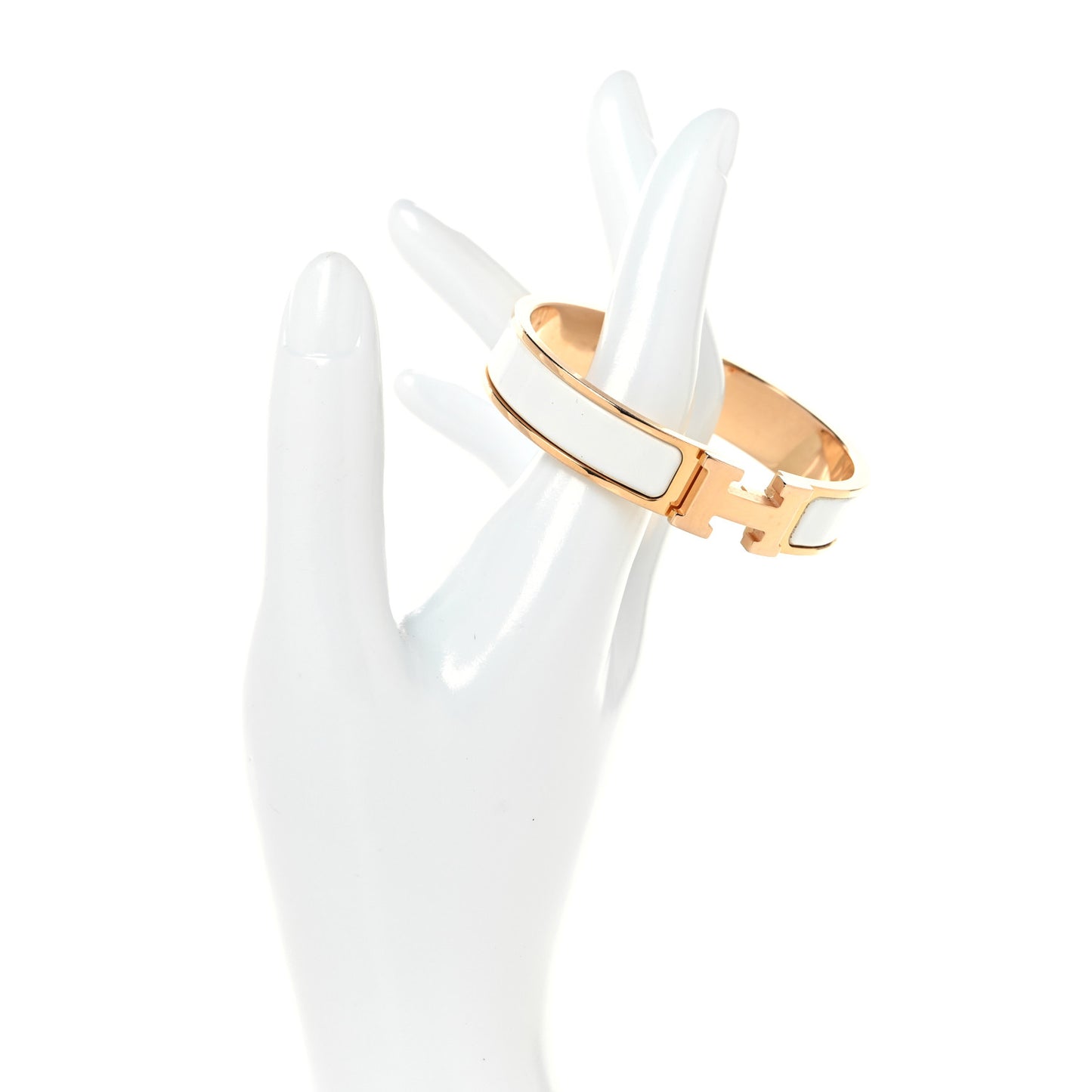 Enamel Narrow Clic Clac H Bracelet PM White