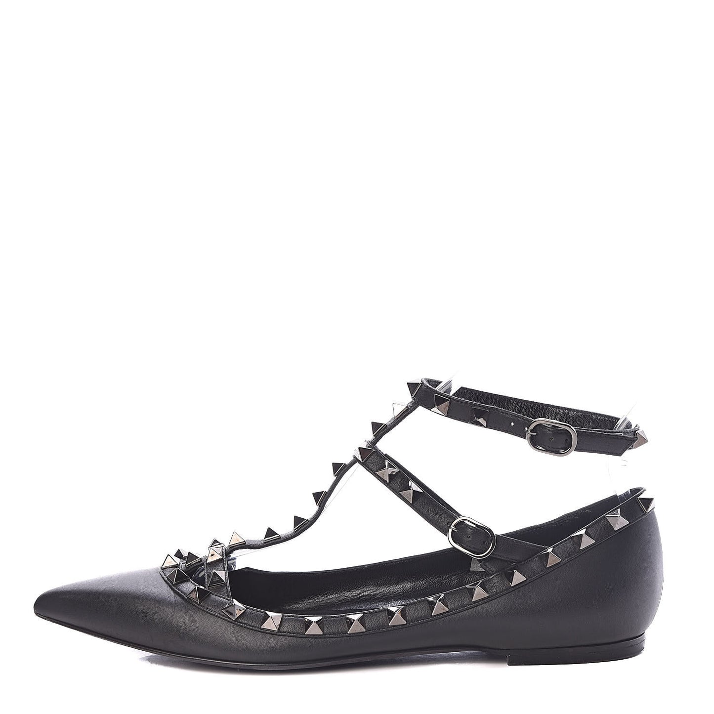 Nappa Rockstud Cage Ballerina Flats 38 Black