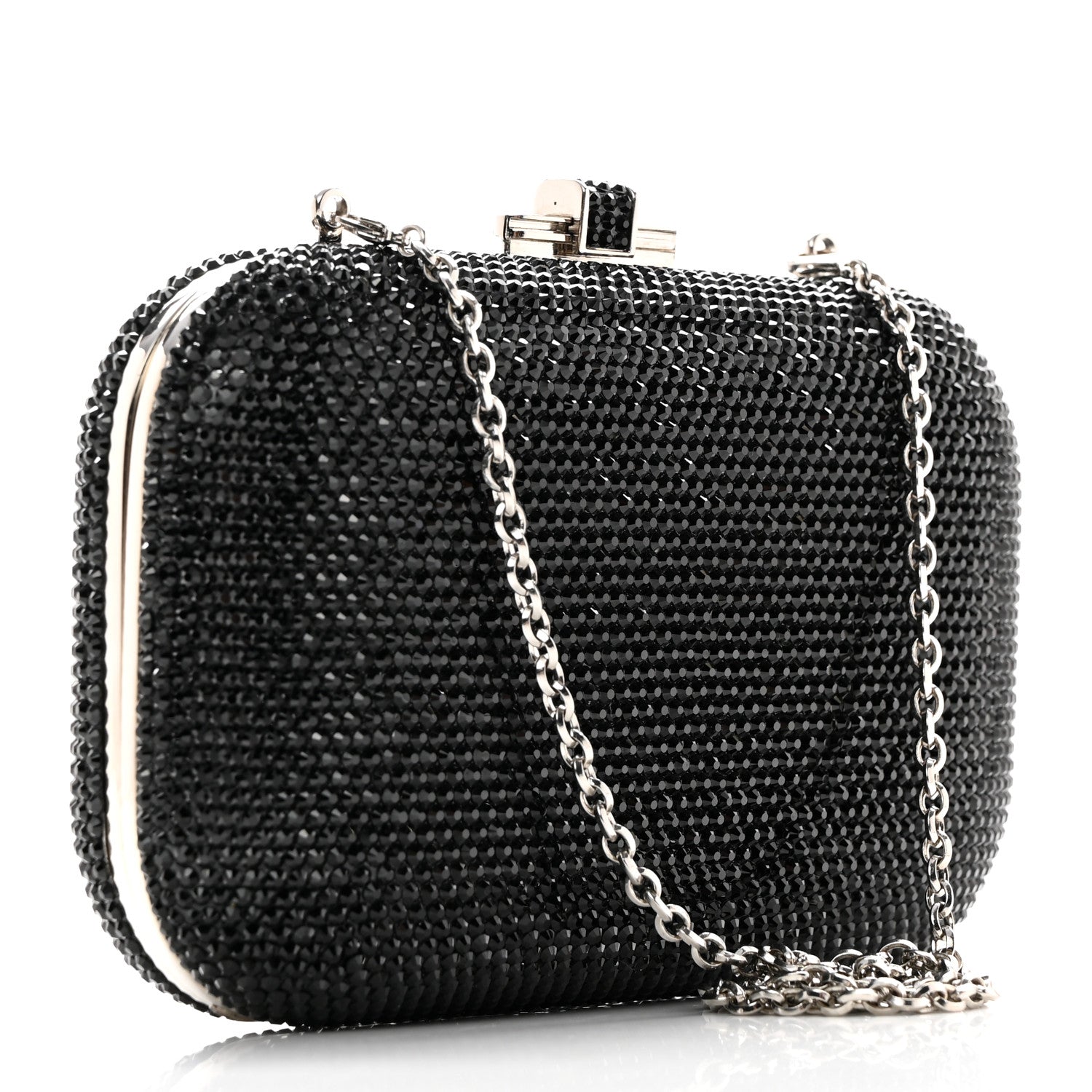 Judith Leiber Swarovski Crystal Minaudiere Clutch Black 3 of 9
