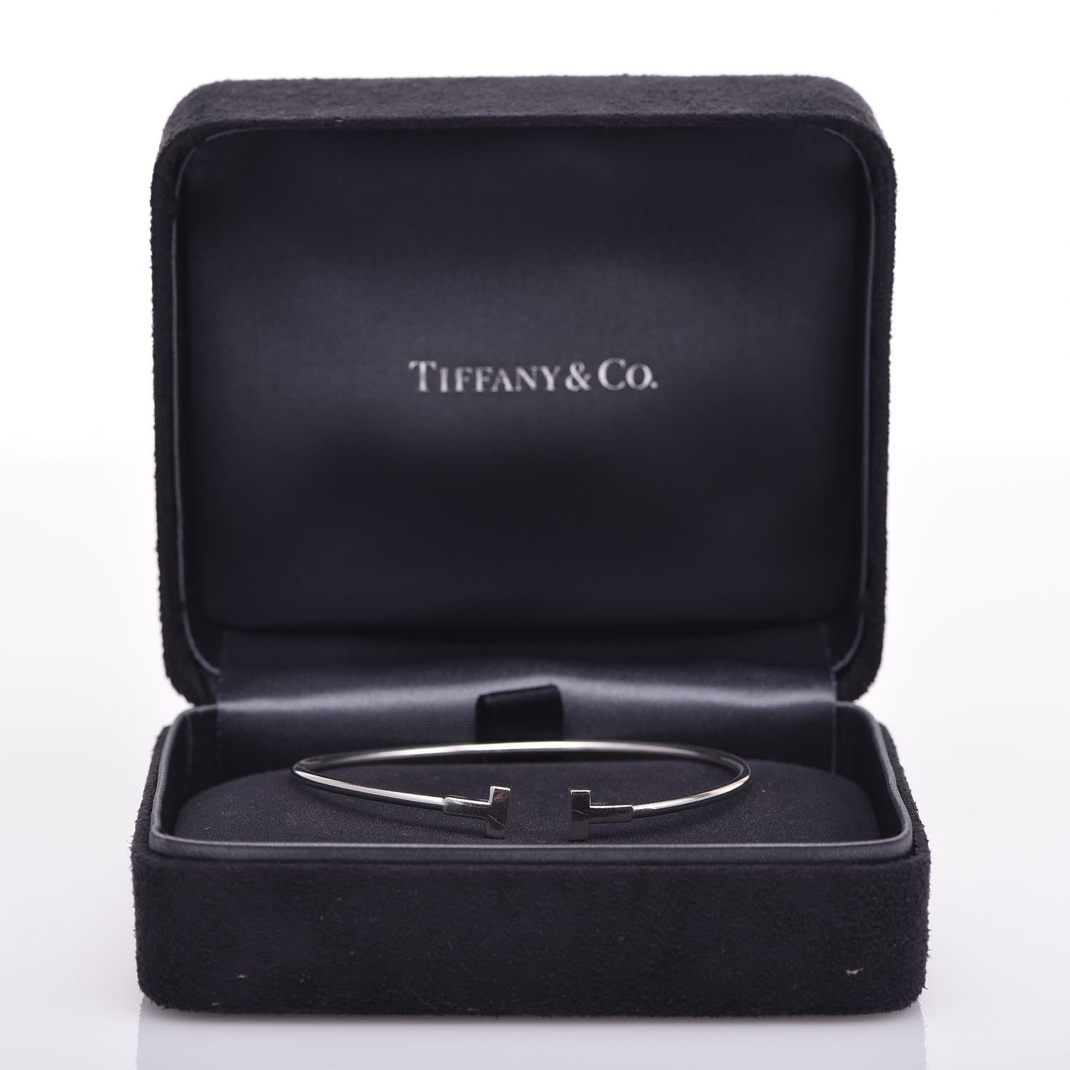 Tiffany 18K White Gold Narrow T Wire Bracelet 5 of 5