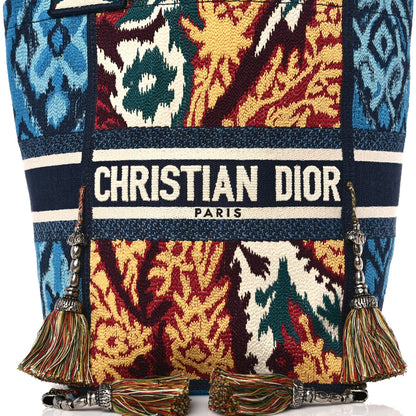 Christian Dior Canvas Embroidered Paisley D-Bubble Bucket Bag Blue Multicolor 8 of 11