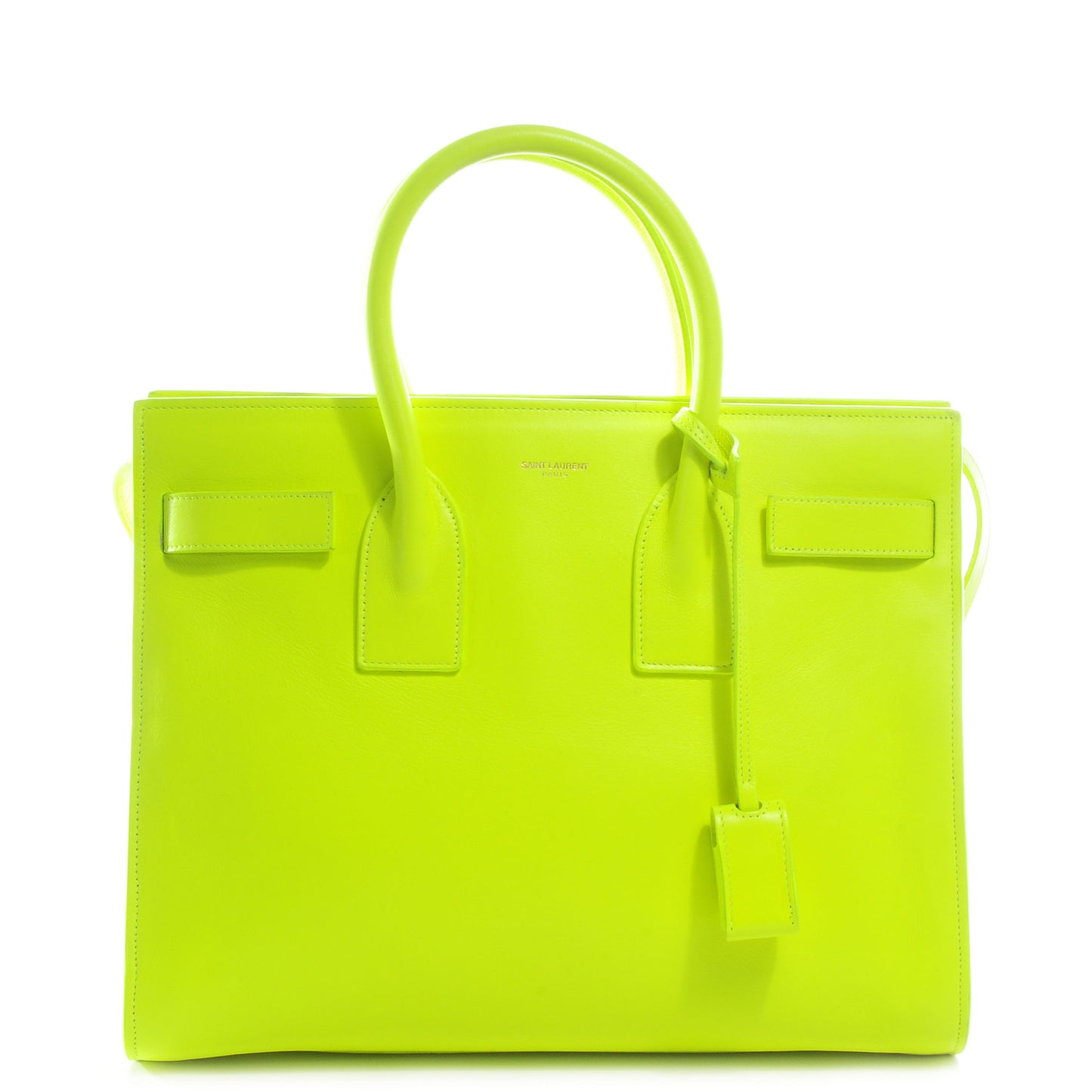 Leather Small Sac de Jour Carryall Yellow Neon