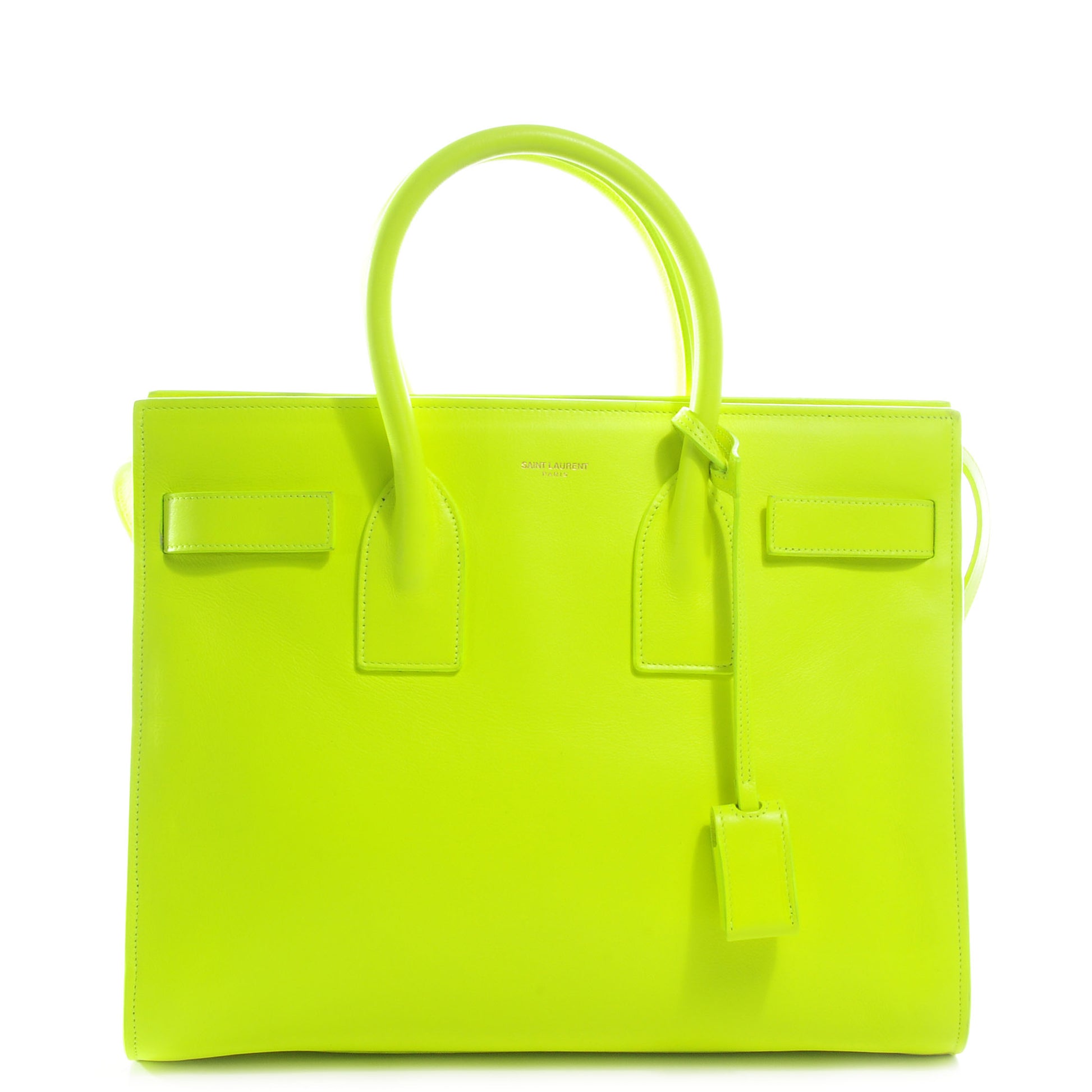 Saint Laurent Leather Small Sac de Jour Carryall Yellow Neon 1 of 10