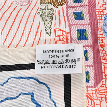 Hermes Silk Super Silk Quest Scarf 90 Cream Rose Blue 3 of 3