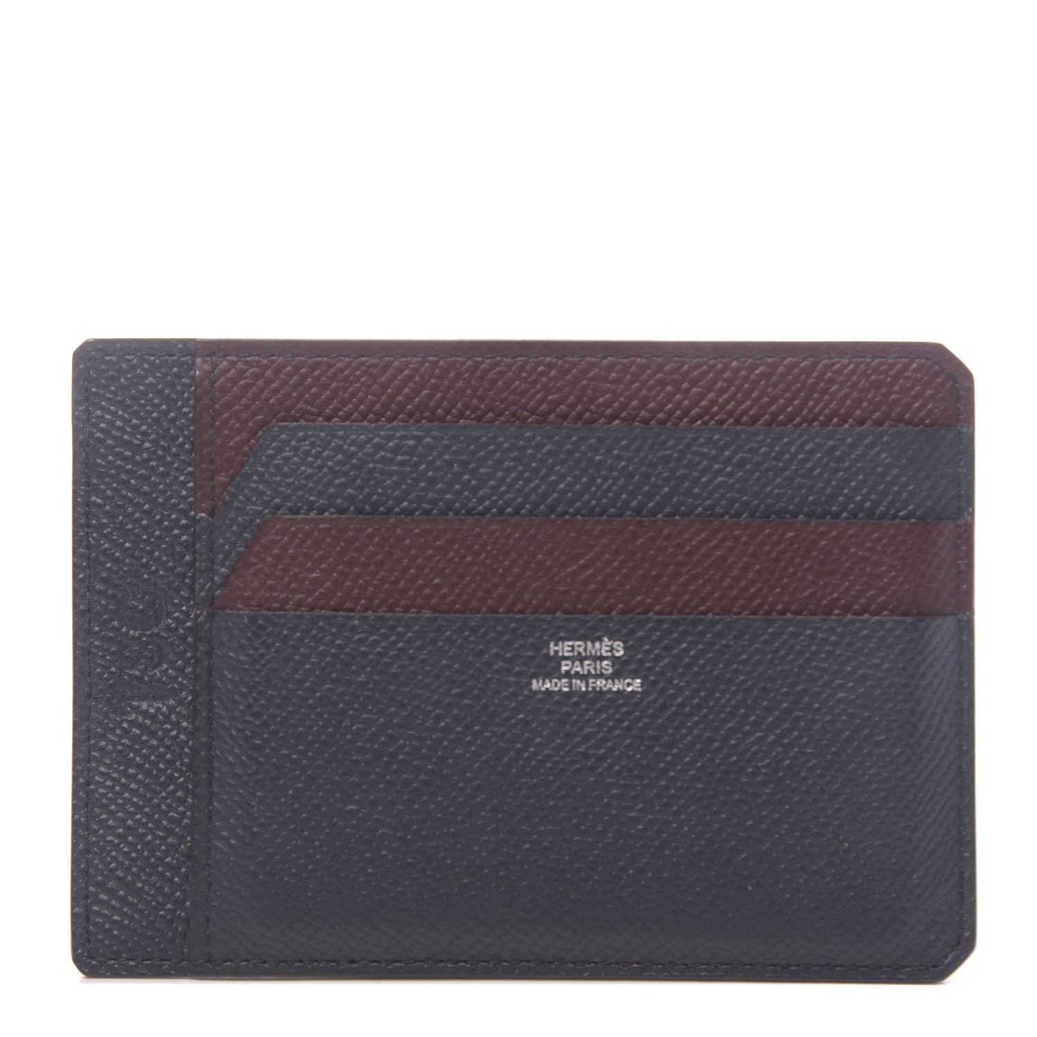 Hermes Epsom City 8CC Colorblock Card Holder Bleu Indigo Bordeaux 1 of 7