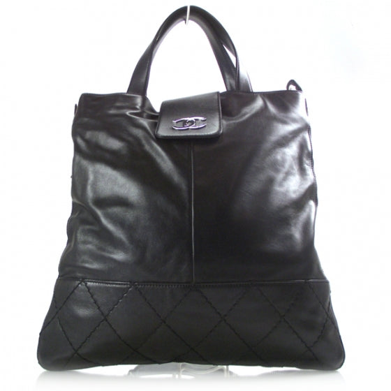 Lambskin Messenger Tote Black