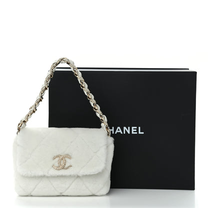 Chanel Shearling Lambskin Crystal Strass Flap White 11 of 11