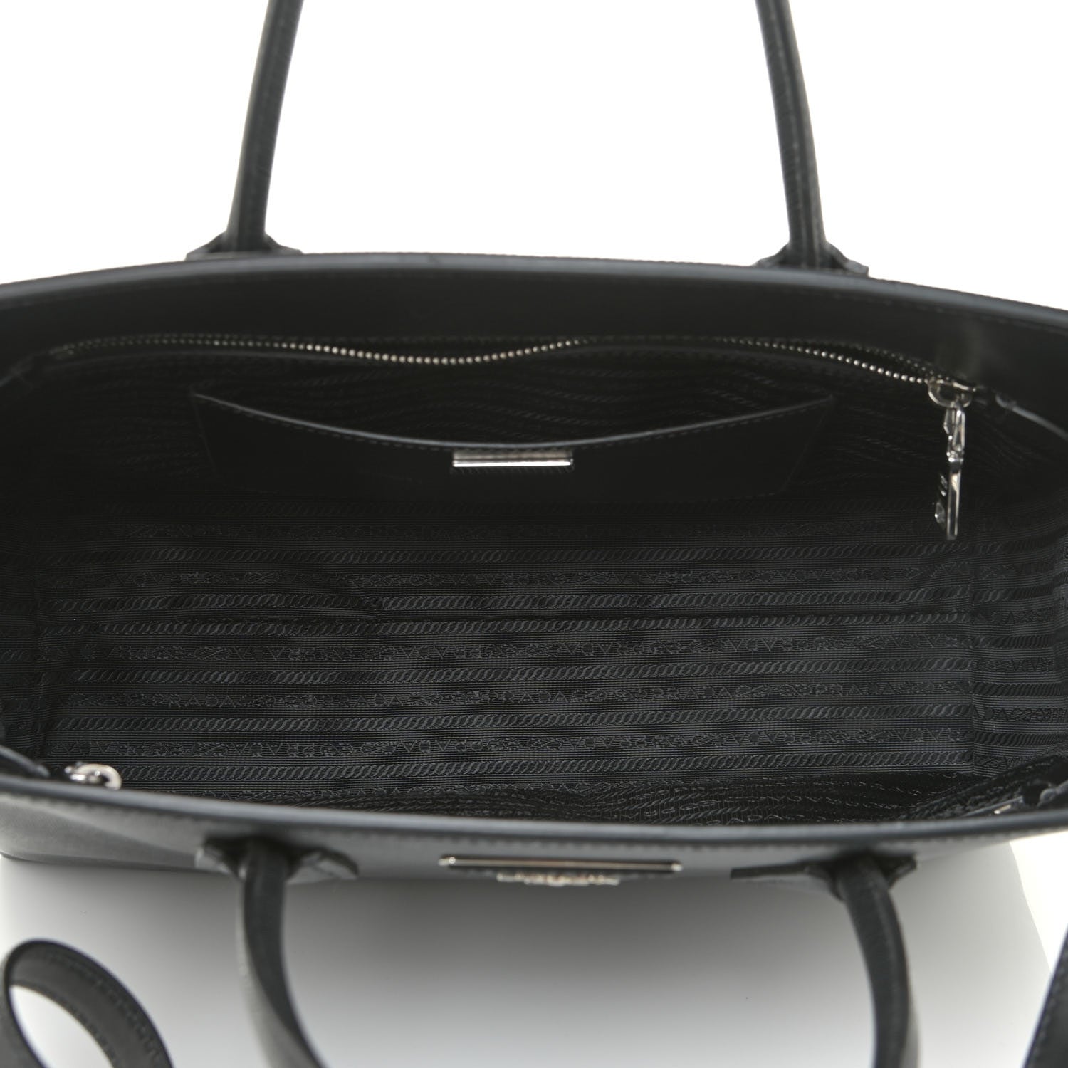 Prada Saffiano Cuir Medium Tote Black Fuoco 8 of 15