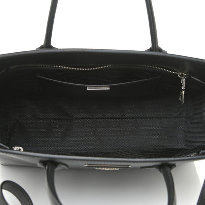Prada Saffiano Cuir Medium Tote Black Fuoco 8 of 15