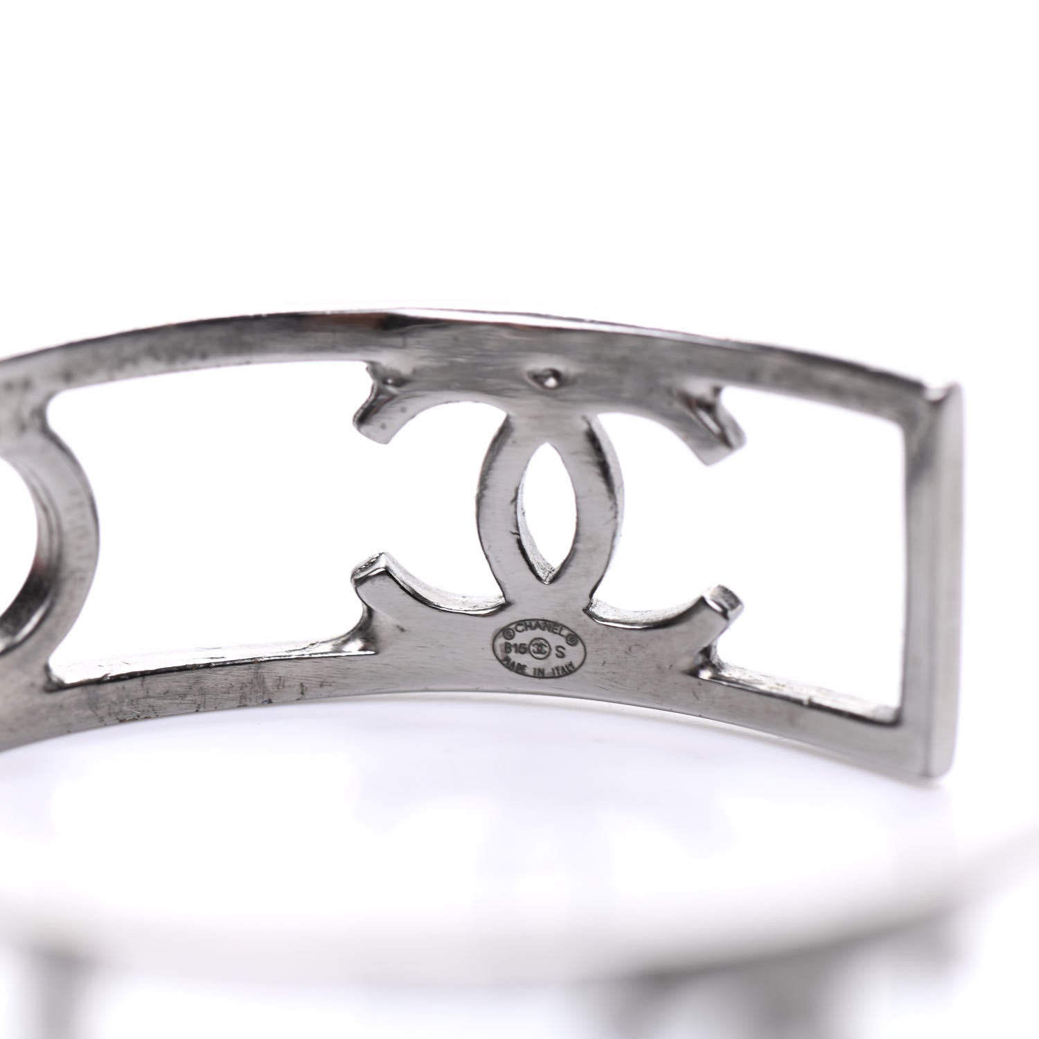 Chanel Metal Logo Cuff Silver 4 of 4