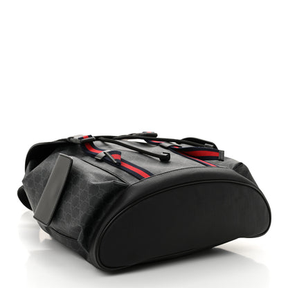 Gucci Soft GG Supreme Monogram Calfskin Web Double Buckle Backpack Black 4 of 10