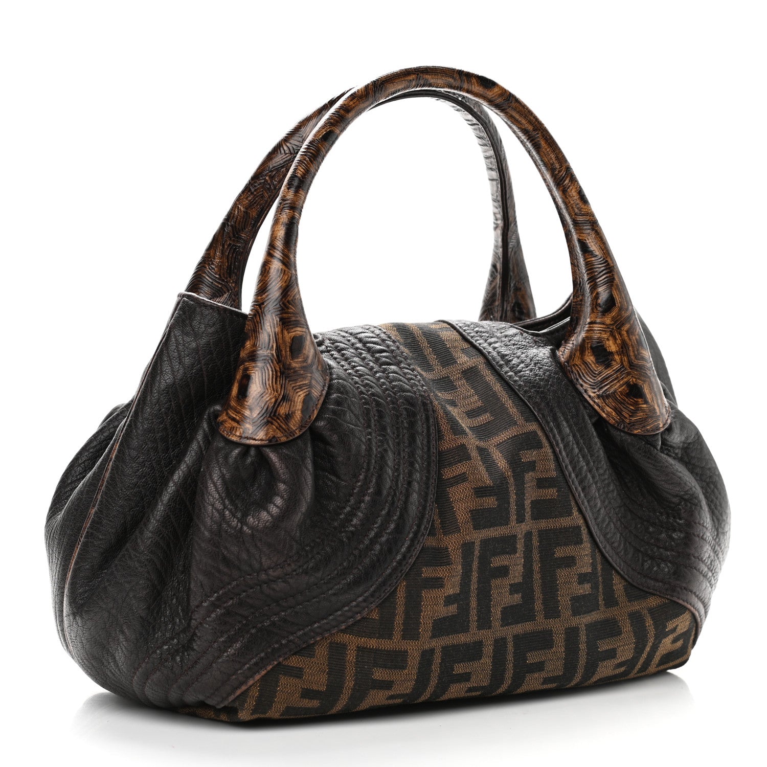 Fendi Zucca Nappa Nuvolata Vitello Tortuga Small Spy Tobacco Moro 3 of 14