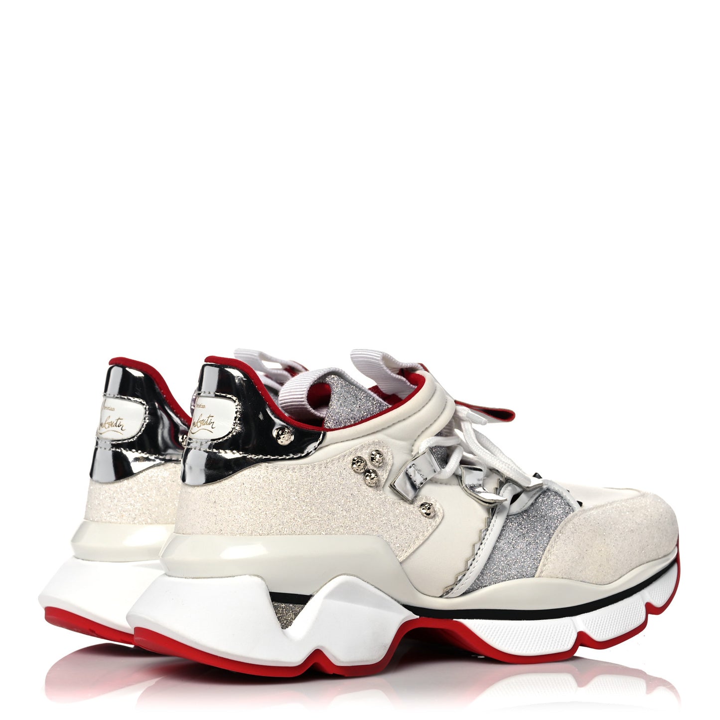 Calfskin Glitter Donna Red Runner Sneaker 36.5 White