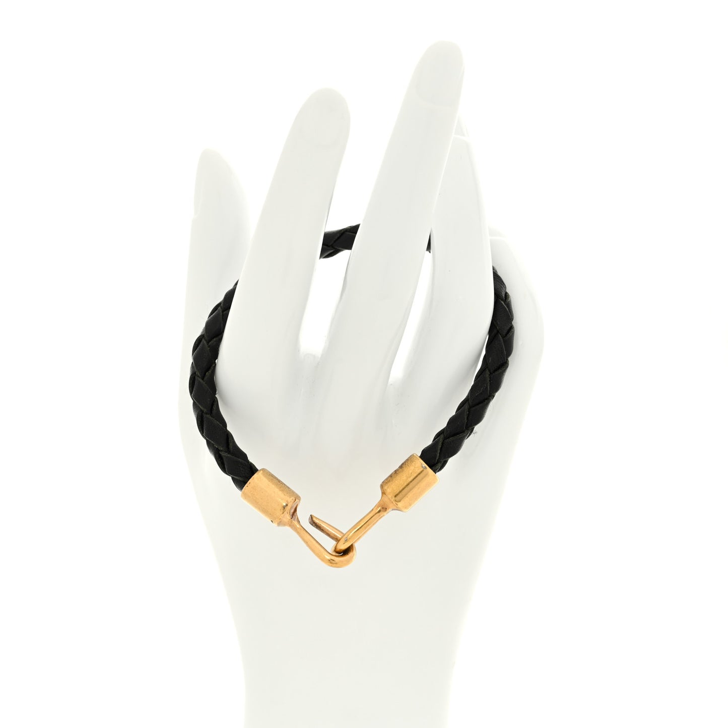 Calfskin Braided Bracelet Black Gold