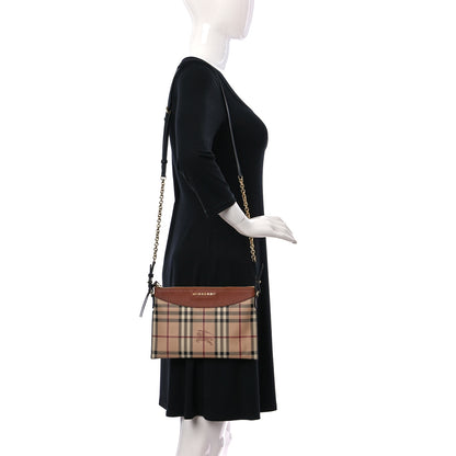 Burberry Haymarket Check Peyton Crossbody Clutch Bag Toffee 2 of 11