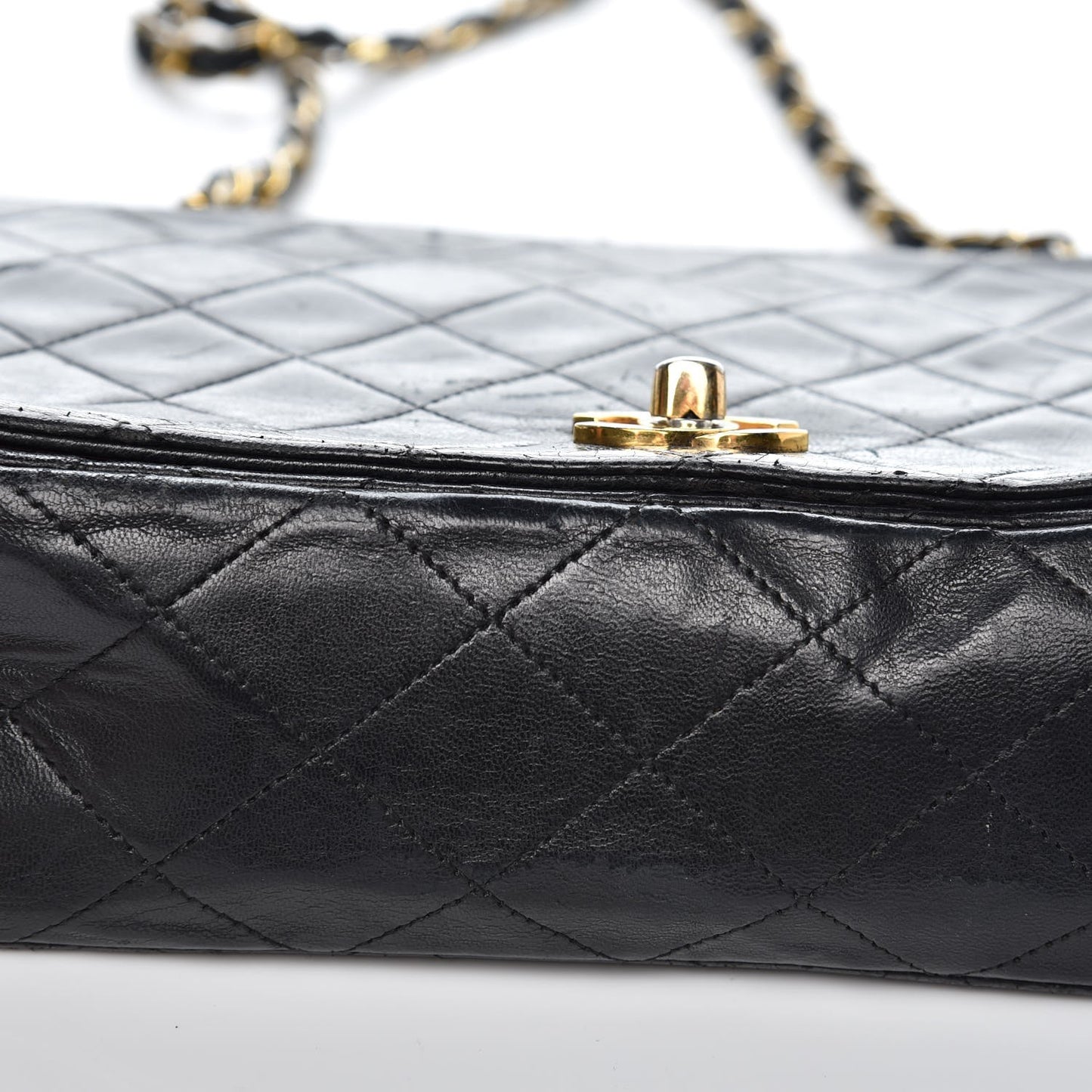 Lambskin Quilted Small Single Flap Black