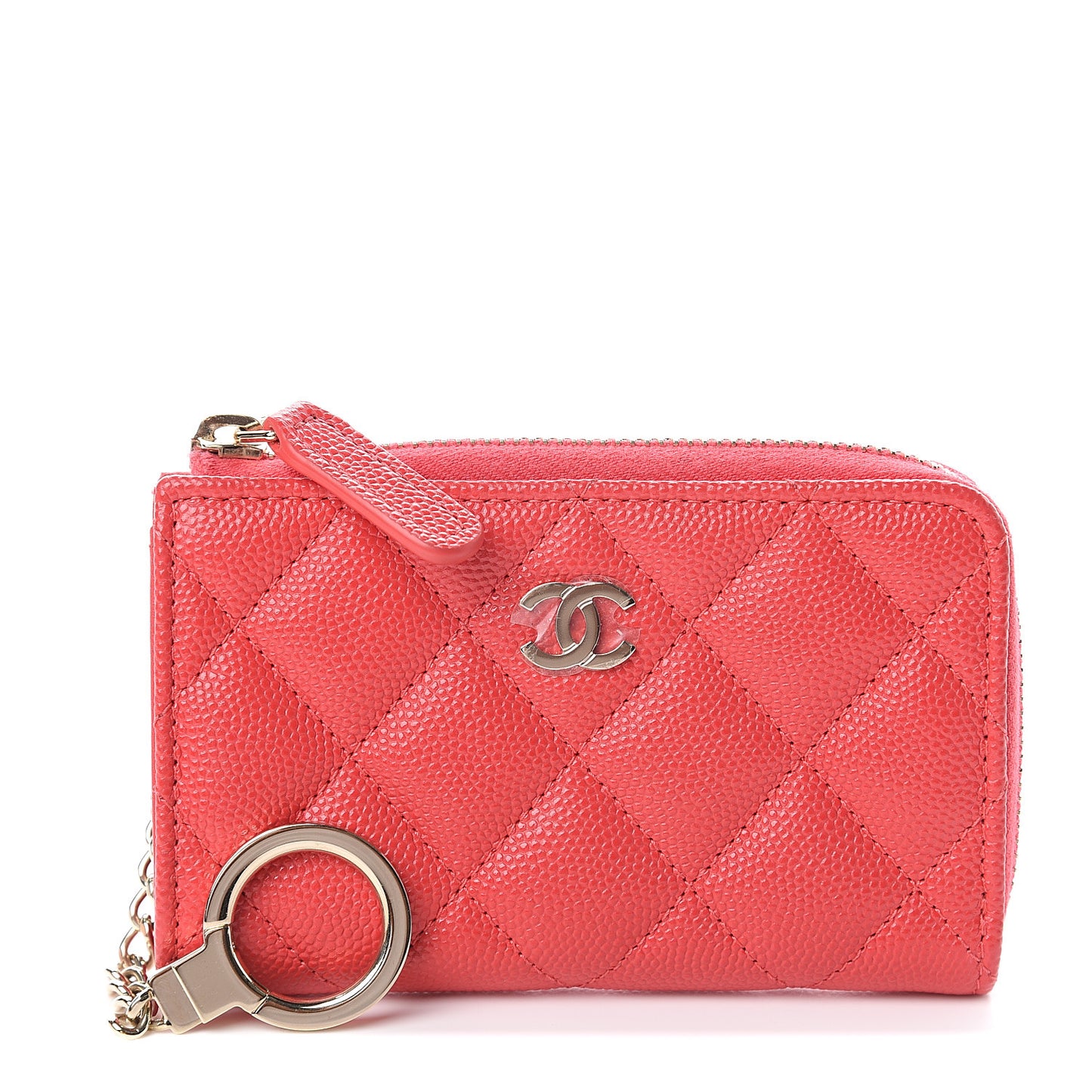Caviar Quilted Key Holder Case Red