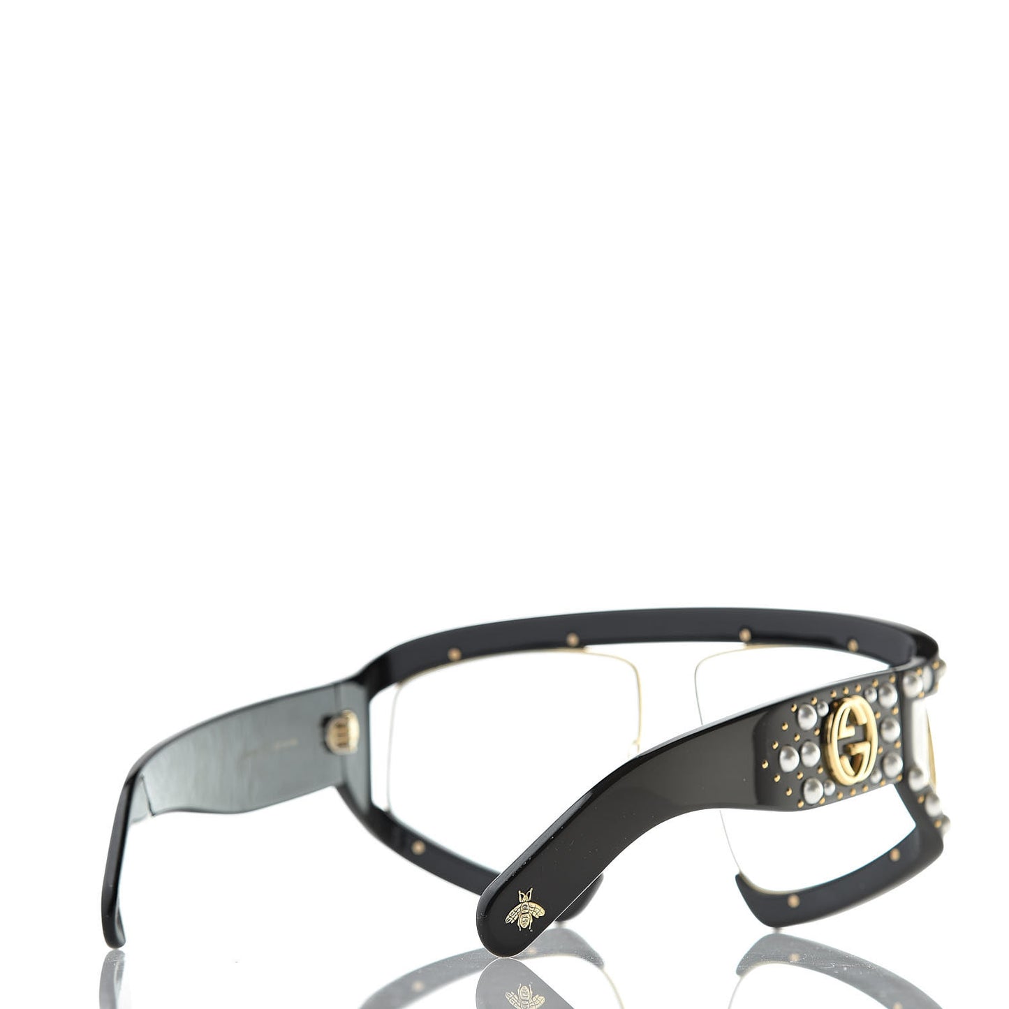 Acetate Pearl Rectangular Frame Sunglasses GG0234S Black