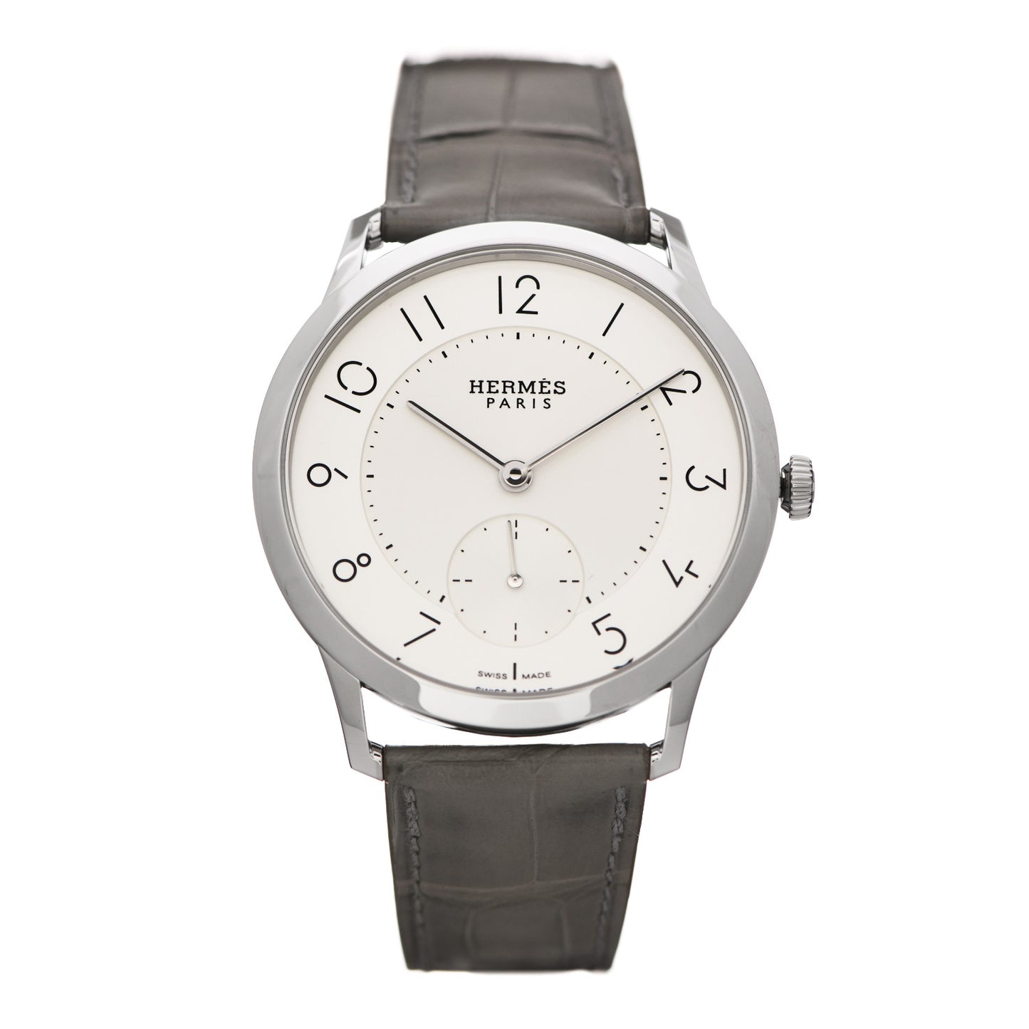 Stainless Steel Alligator 39.5mm Slim d'Hermes Automatic Watch Etoupe