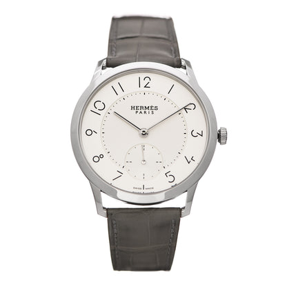 Hermes Stainless Steel Alligator 39.5mm Slim d'Hermes Automatic Watch Etoupe 1 of 6