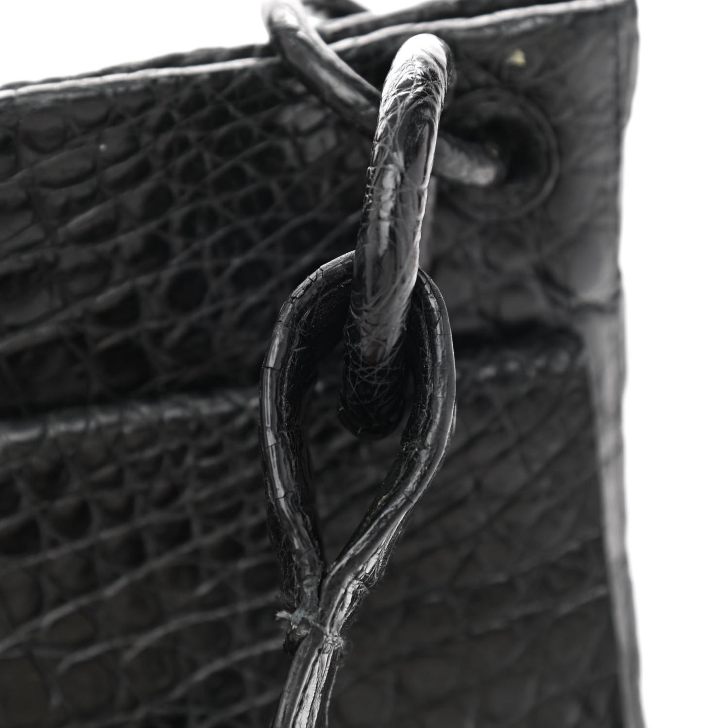 Crocodile Fringe Crossbody Bag Black