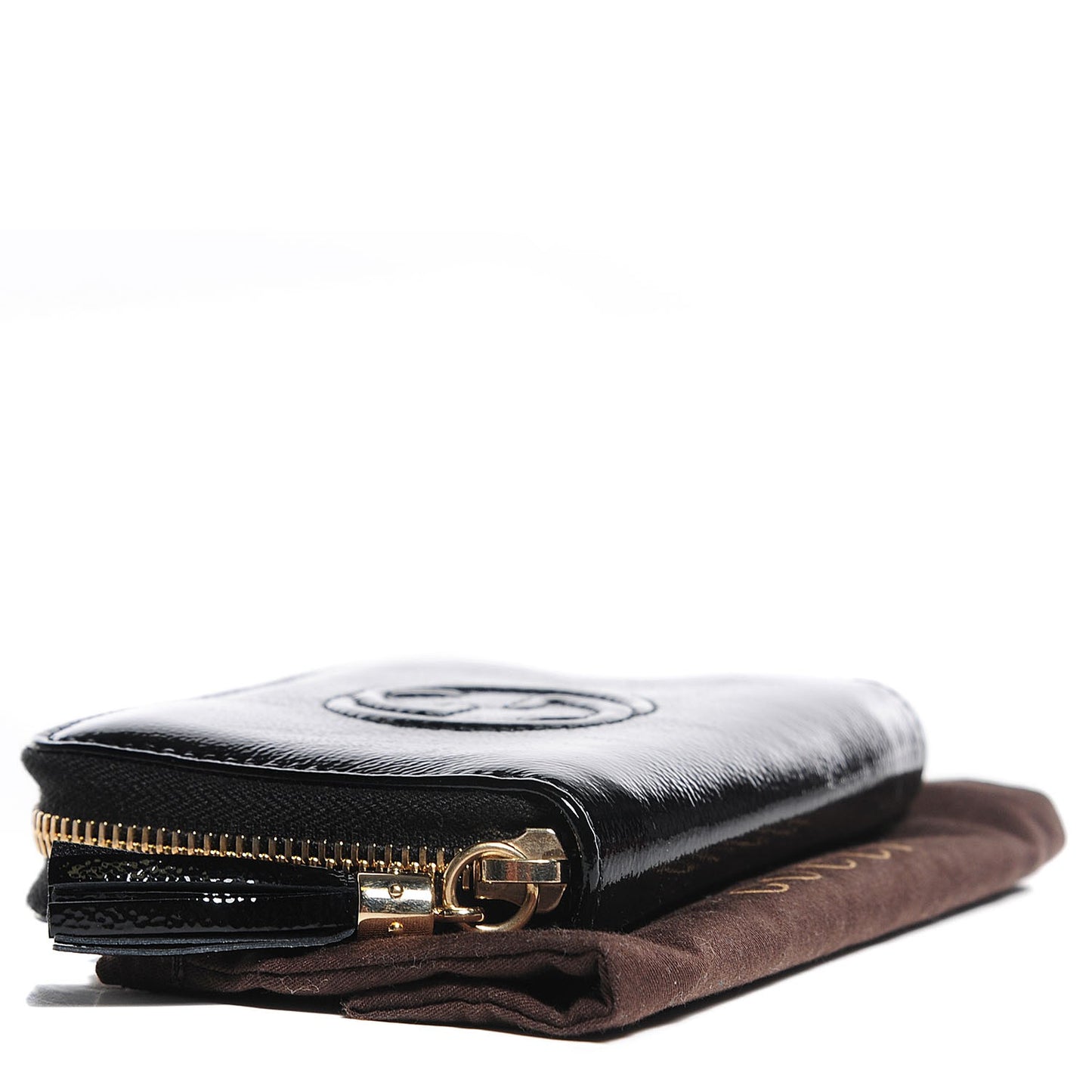 Patent Soho Compact Disco Zip Around Wallet Black