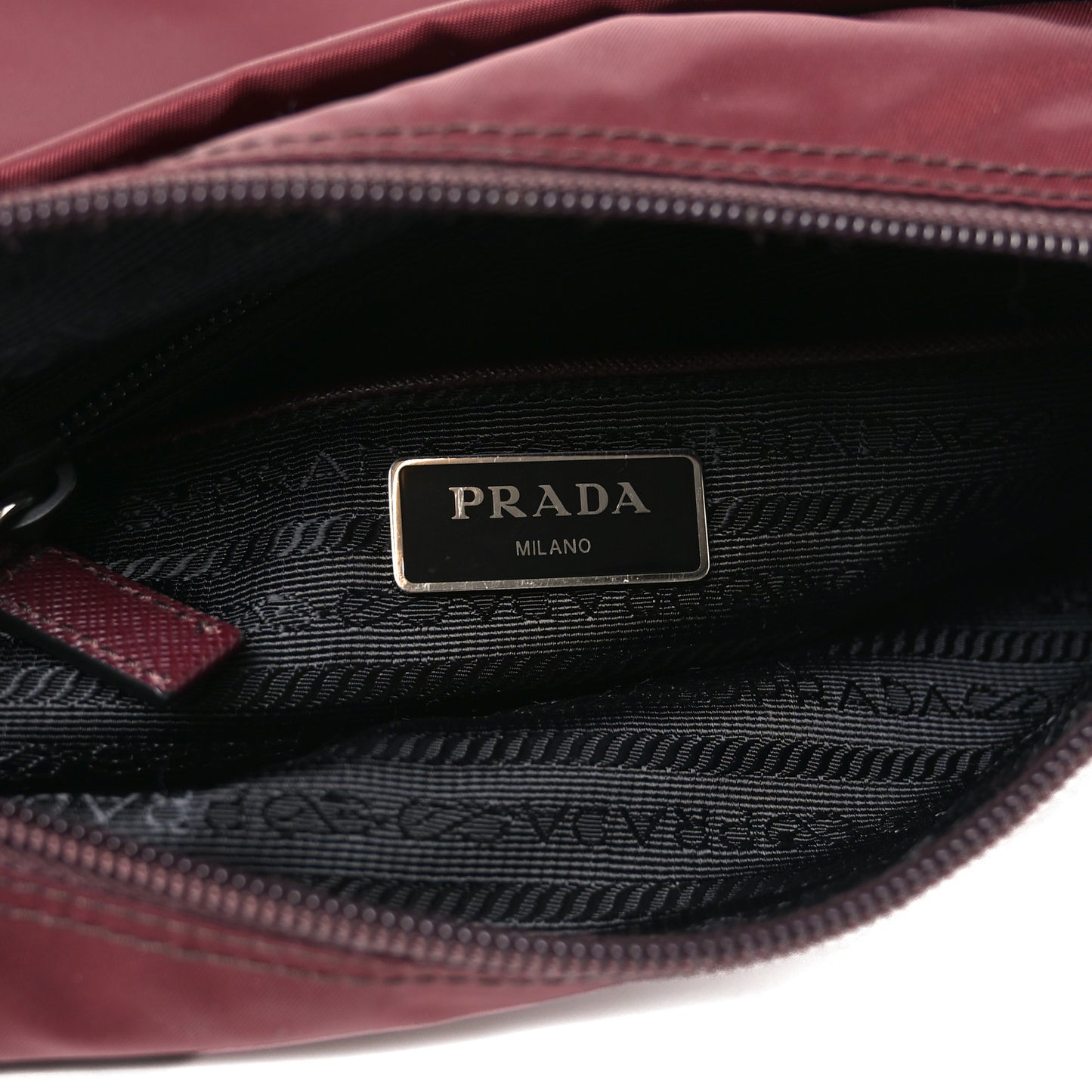 Nylon Vela Saffiano Single Buckle Messenger Shoulder Bag Bordeaux