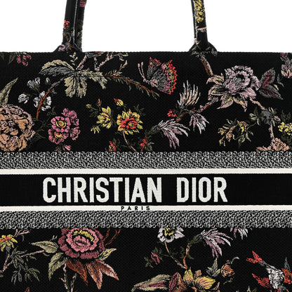 Christian Dior Canvas Embroidered Large Book Tote Black Multicolor 8 of 10